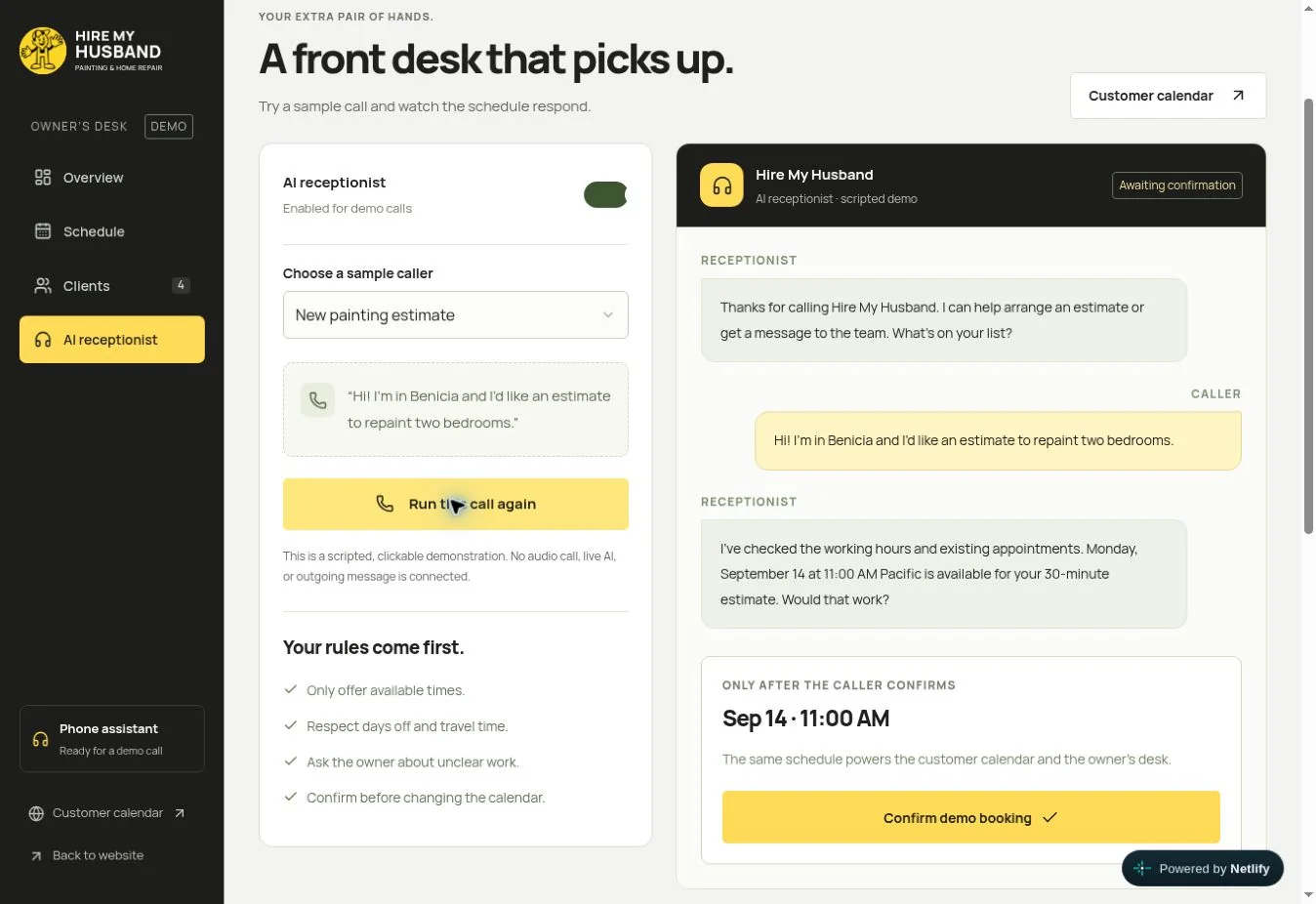 Preview of the Hire My Husband website concept